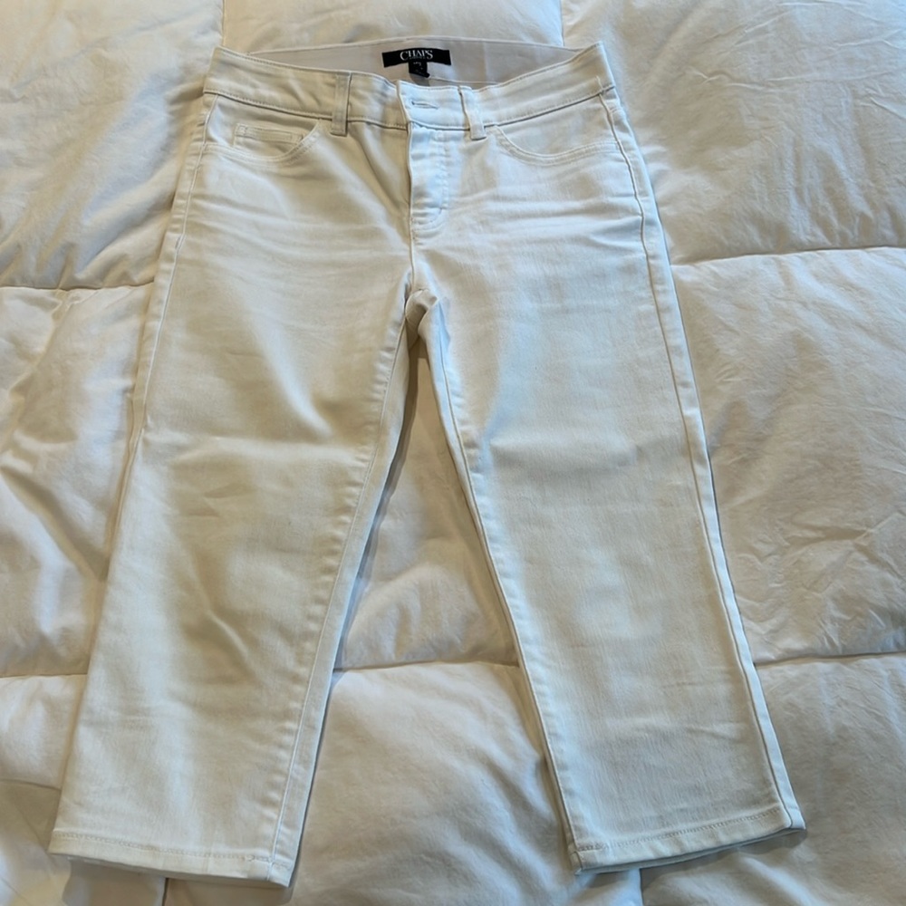 Chaps 4P white denim capri